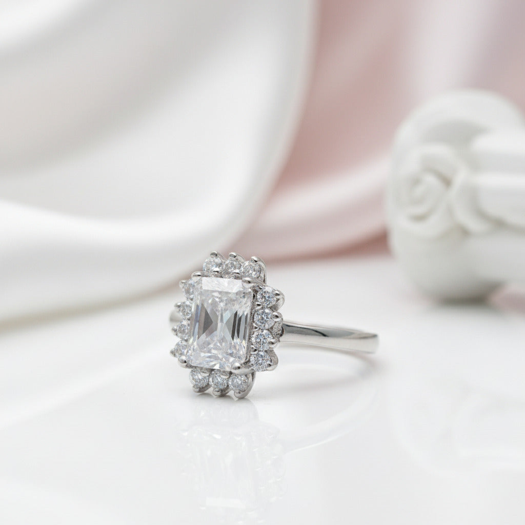 Radiant Cut Diamond Option Halo Vintage Engagement Ring-Black Diamonds New York