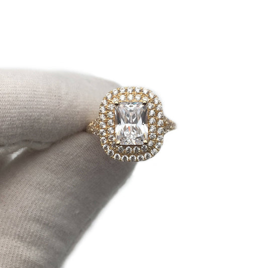 Radiant Cut Diamond Vintage Double Halo Engagement Ring-Black Diamonds New York