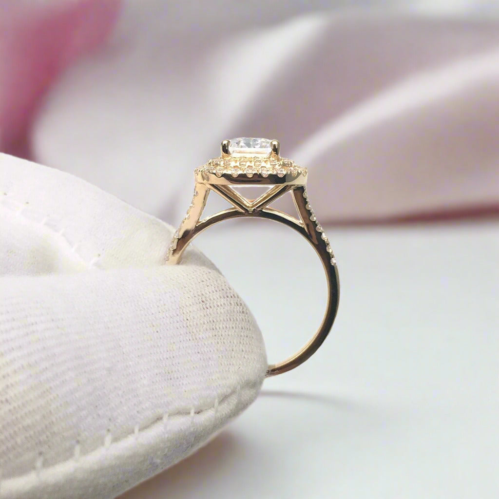 Radiant Cut Diamond Vintage Double Halo Engagement Ring-Black Diamonds New York