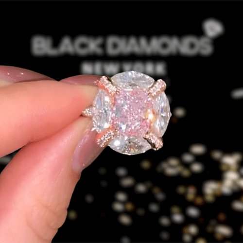 Radiant Cut Pink Sapphire Engagement Ring - Black Diamonds New York