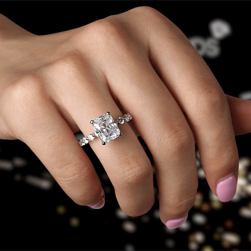 Radiant Cut Simulated Diamond Engagement Ring - Black Diamonds New York