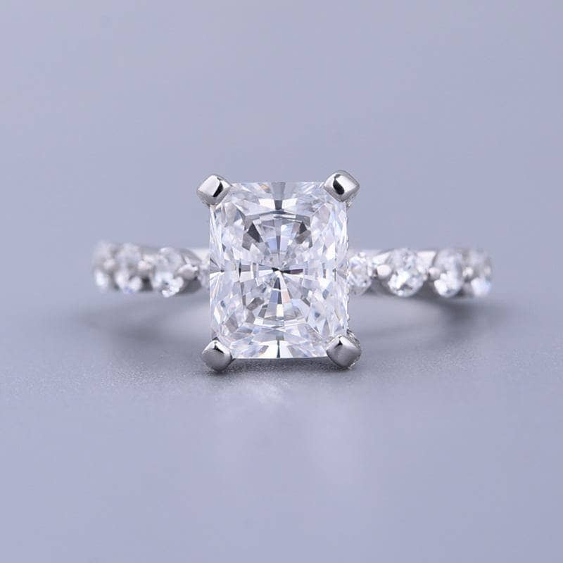 Radiant Cut Simulated Diamond Engagement Ring - Black Diamonds New York