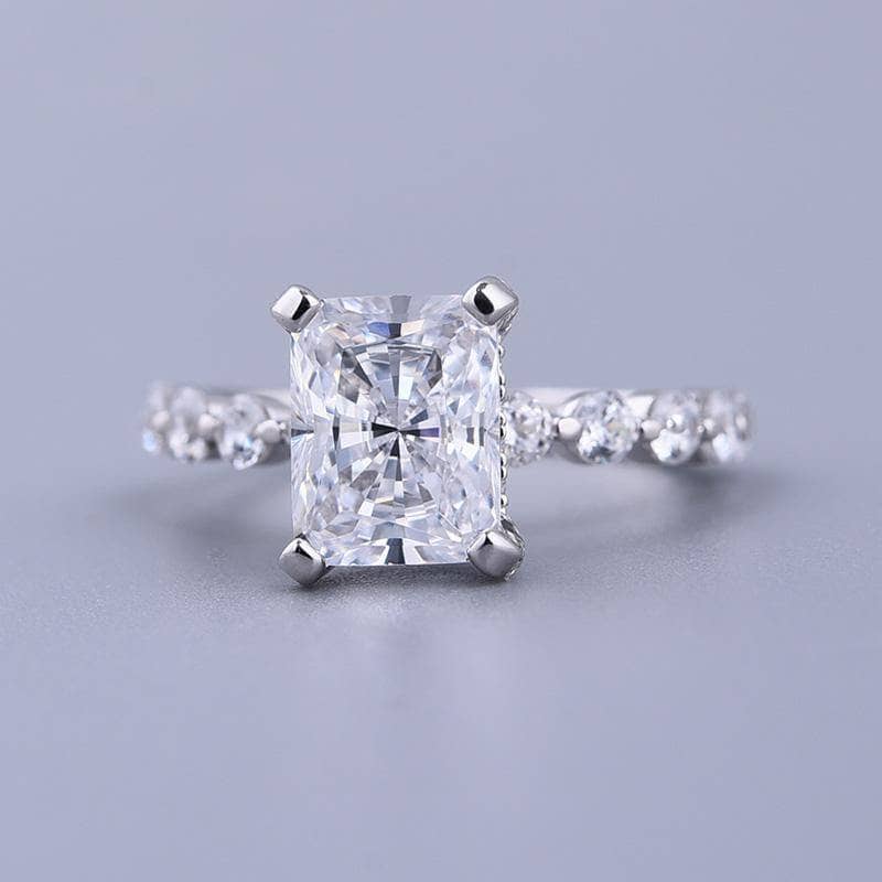 Radiant Cut Simulated Diamond Engagement Ring-Black Diamonds New York