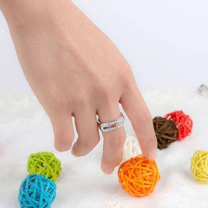 Rainbow Crystal Ring-Black Diamonds New York