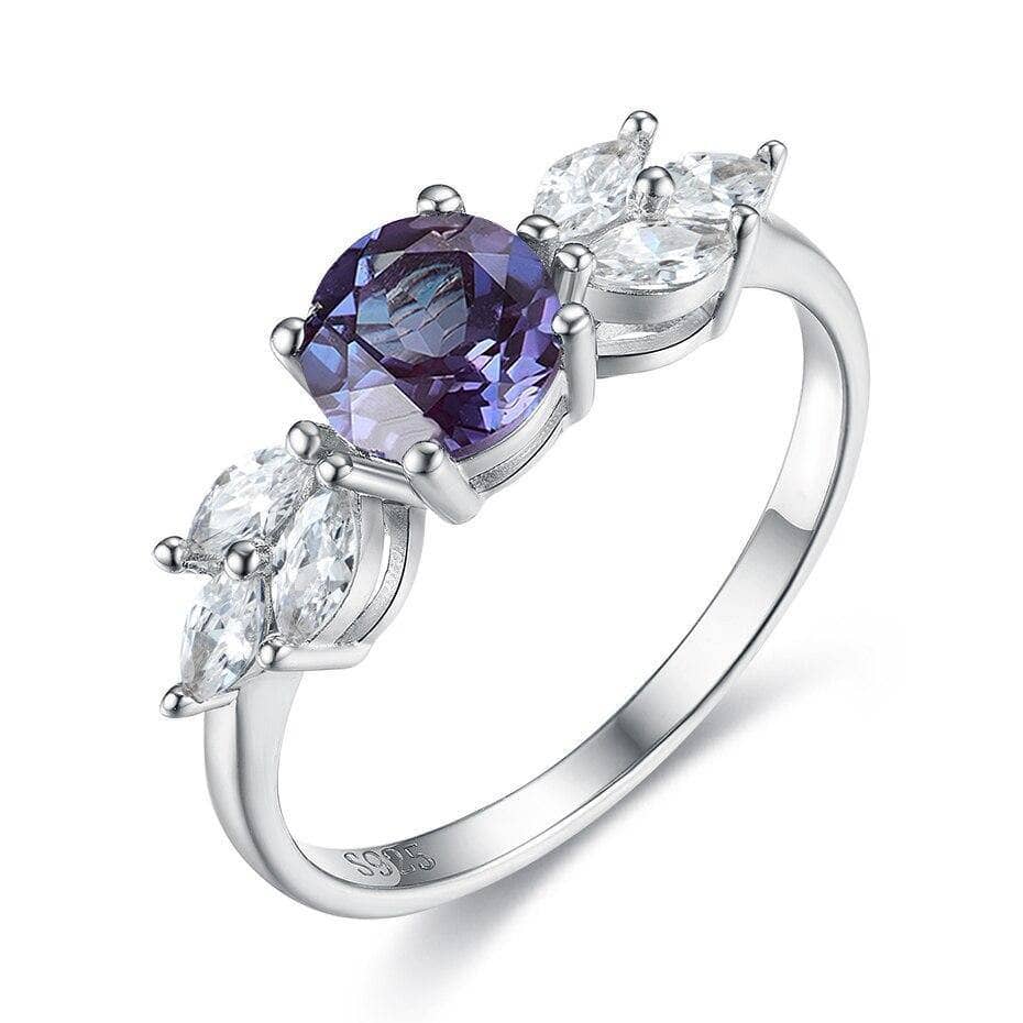 Rainbow Moonstone Gemstone Promise Ring-Black Diamonds New York