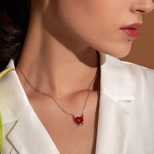 Red Created Diamond Little Devil & Angel Necklace-Black Diamonds New York