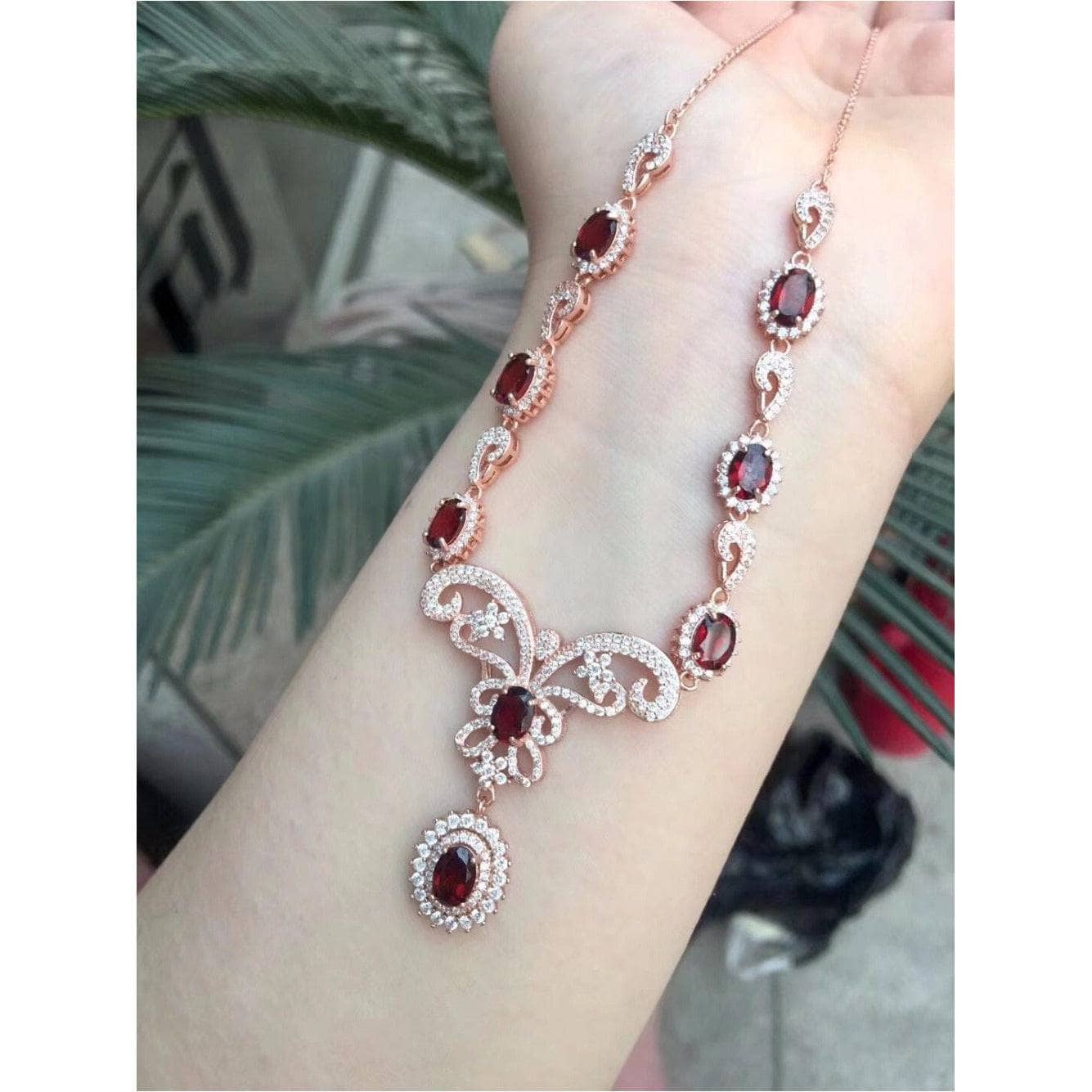 Red Garnet Bohemian Necklace NOT EXISTING-Black Diamonds New York