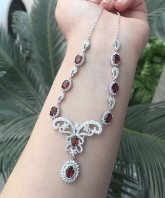 Red Garnet Bohemian Necklace NOT EXISTING-Black Diamonds New York