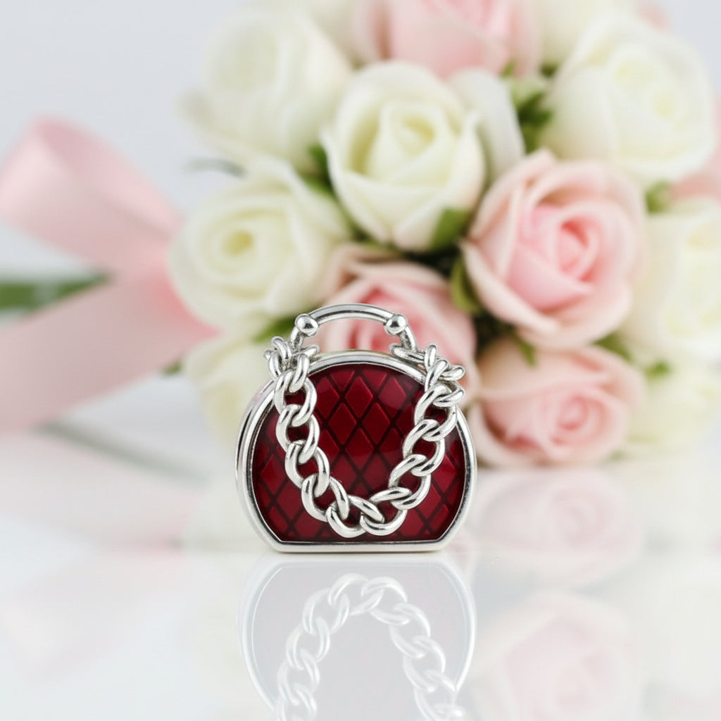 Red Hand Bag Charm-Black Diamonds New York