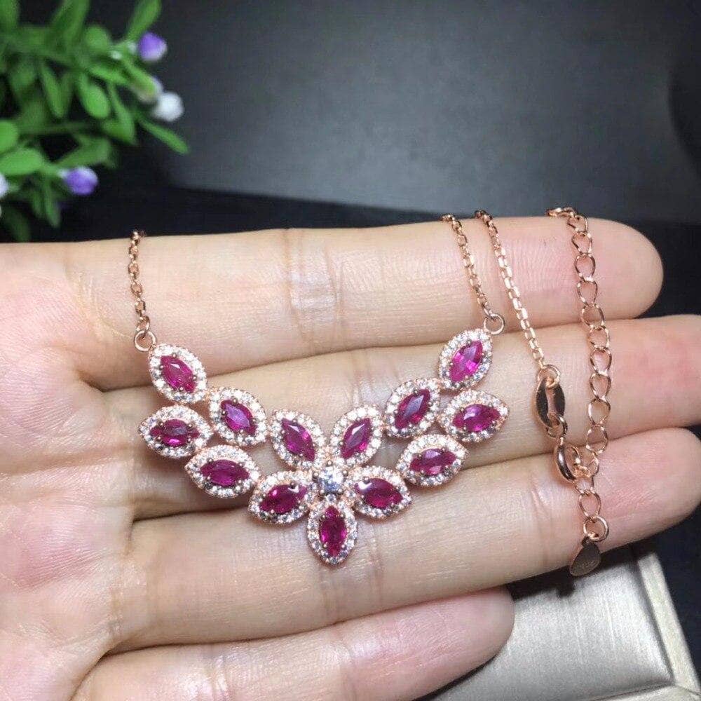 Red Ruby Gemstone Necklace Pendant
