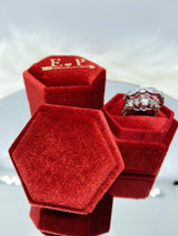 Red Single Slot Hexagon Velvet Ring Box