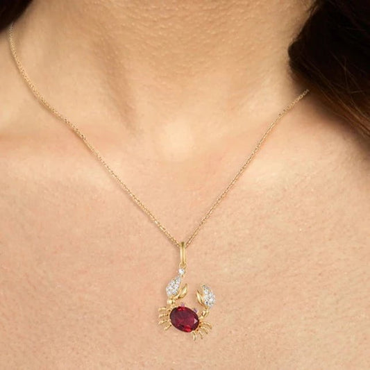 Red Stone Cancer Zodiac Constellation Necklace-Black Diamonds New York