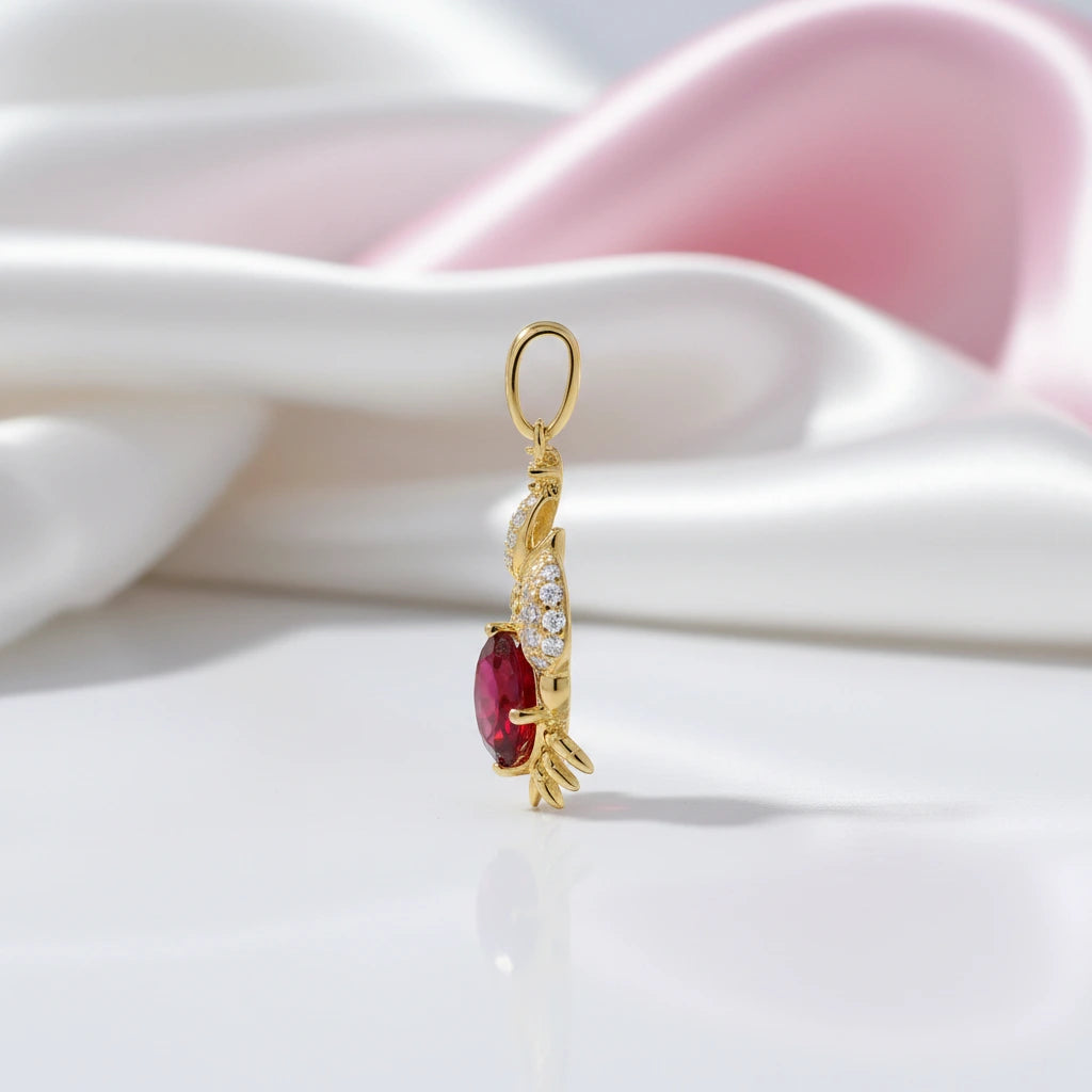 Red Stone Cancer Zodiac Constellation Pendant-Black Diamonds New York