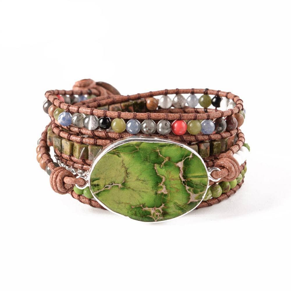 Regalite, Agate & Turquoise Natural Stone Bohemian Bracelet