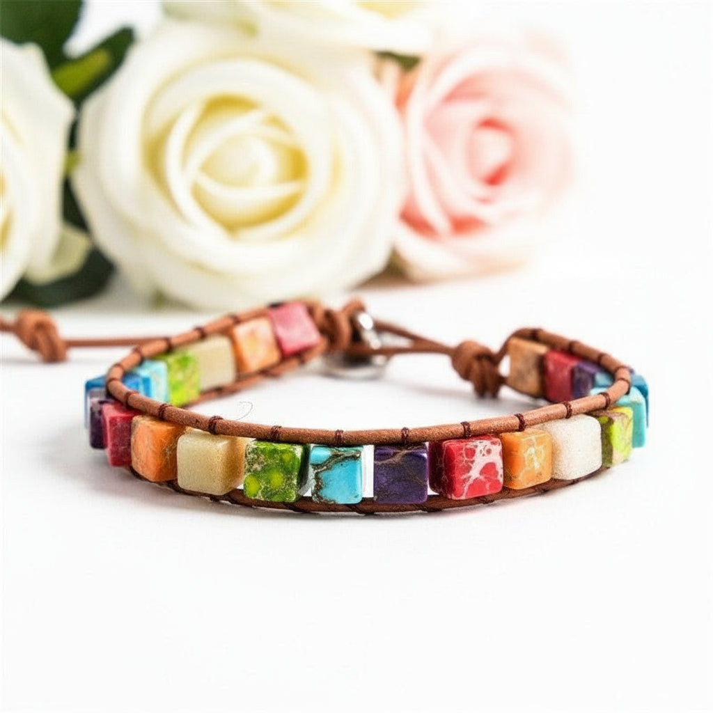 Regalite and Mixed Natural Chakra Stone Bohemian Bracelet-Black Diamonds New York