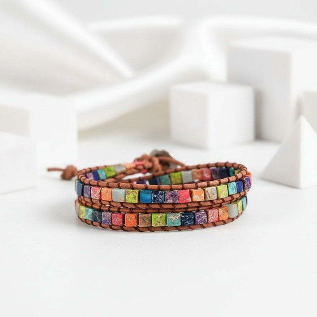 Regalite and Mixed Natural Chakra Stone Bohemian Bracelet-Black Diamonds New York