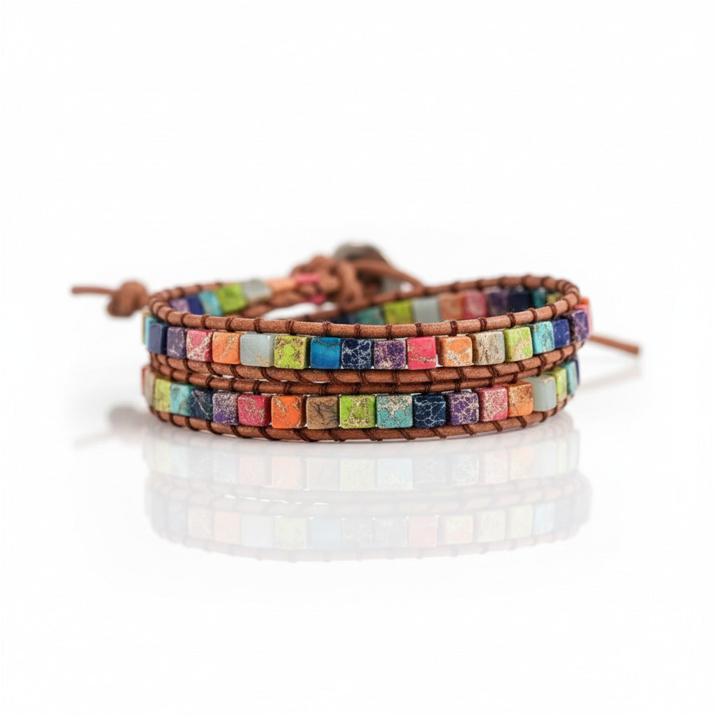 Regalite and Mixed Chakra Stone Bohemian Bracelet-Black Diamonds New York