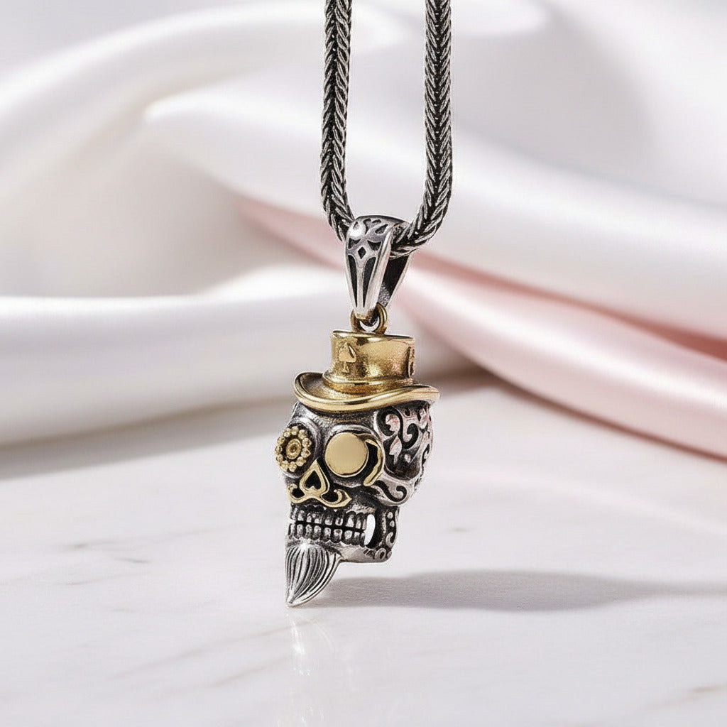 Retro Option Punk Skull Hip-Hop Pendant-Black Diamonds New York