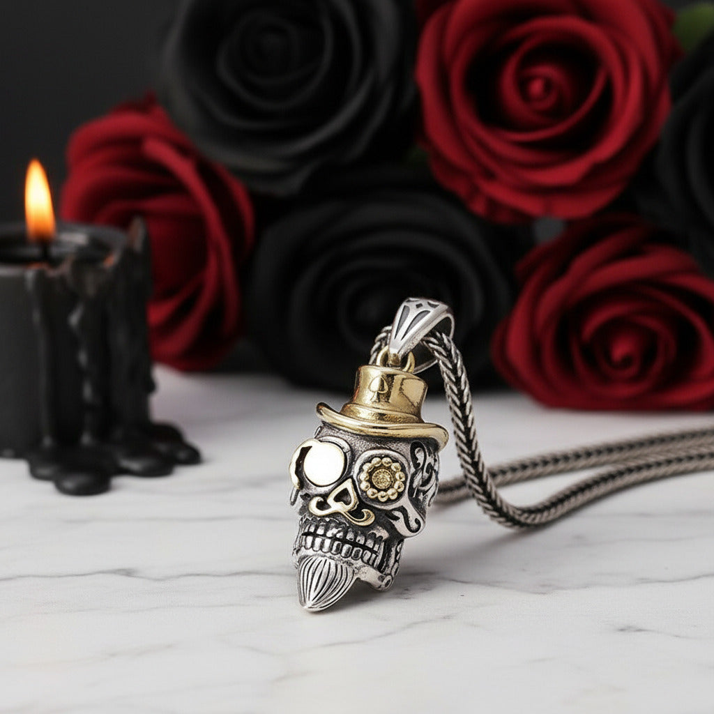 Retro Option Punk Skull Hip-Hop Pendant-Black Diamonds New York