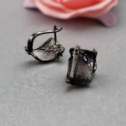 Rhodolite Garnet Humming Bee Flower Earrings-Black Diamonds New York
