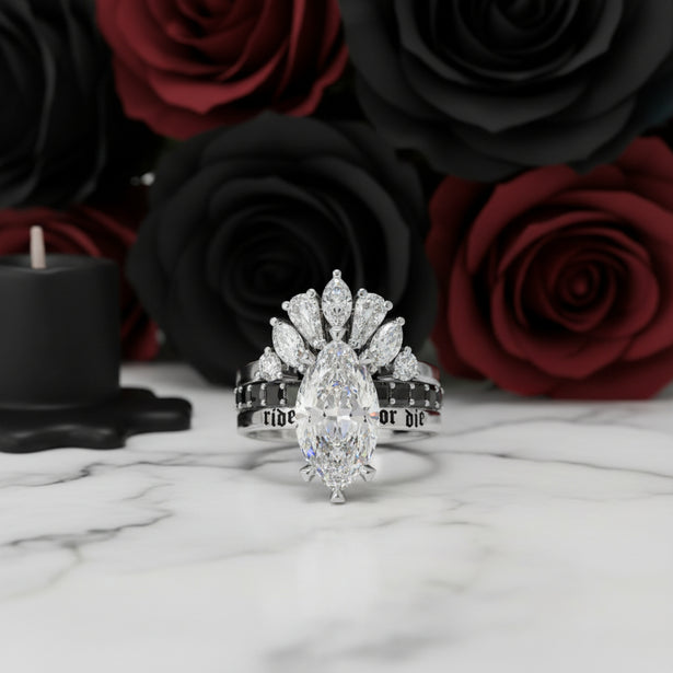 Ride or Die Wedding Rings Ct Marquise Cut Diamond Gothic