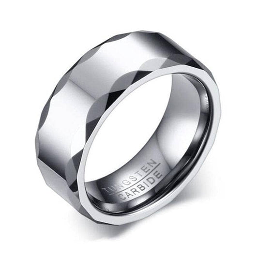 Rippled Edges Men's Tungsten Carbide Wedding Band-Black Diamonds New York