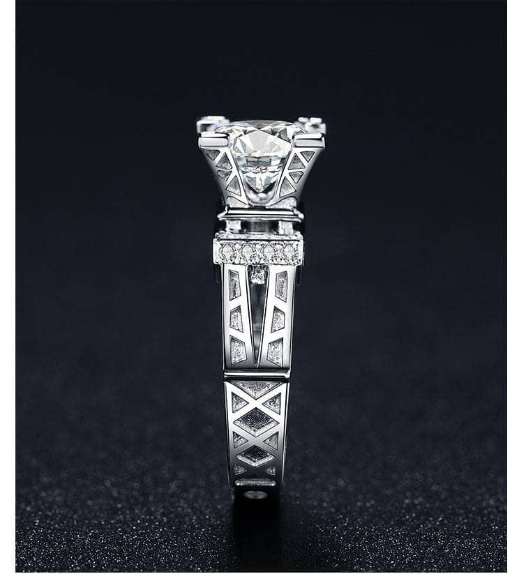 CVD Diamond Romantic Eiffel Tower Moissanite Ring