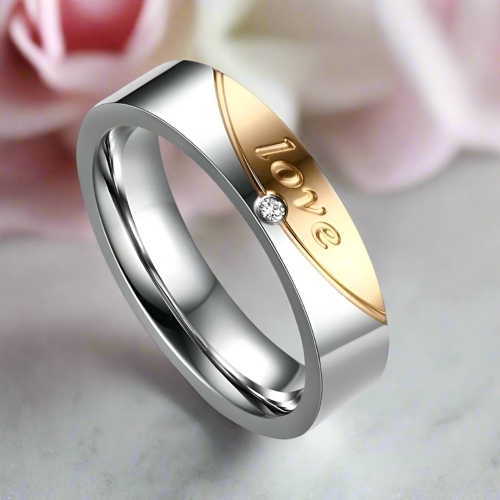 Romantic Two Tone Couple Wedding Band with Diamond-Black Diamonds New York