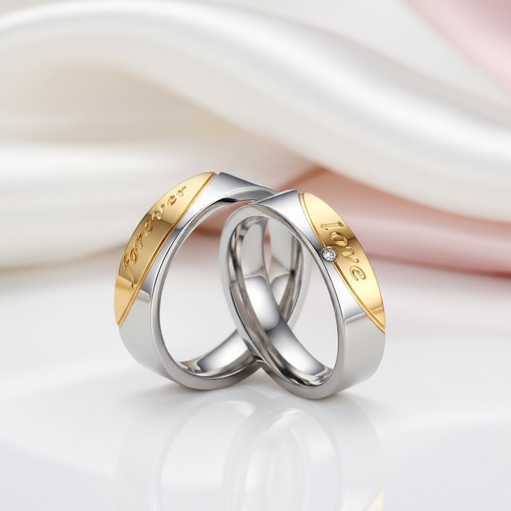 Romantic Two Tone Couple Wedding Band with Diamond Option-Black Diamonds New York
