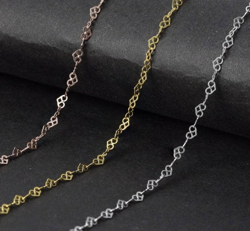 Romantic Love Heart Design Chain Necklace - Black Diamonds New York