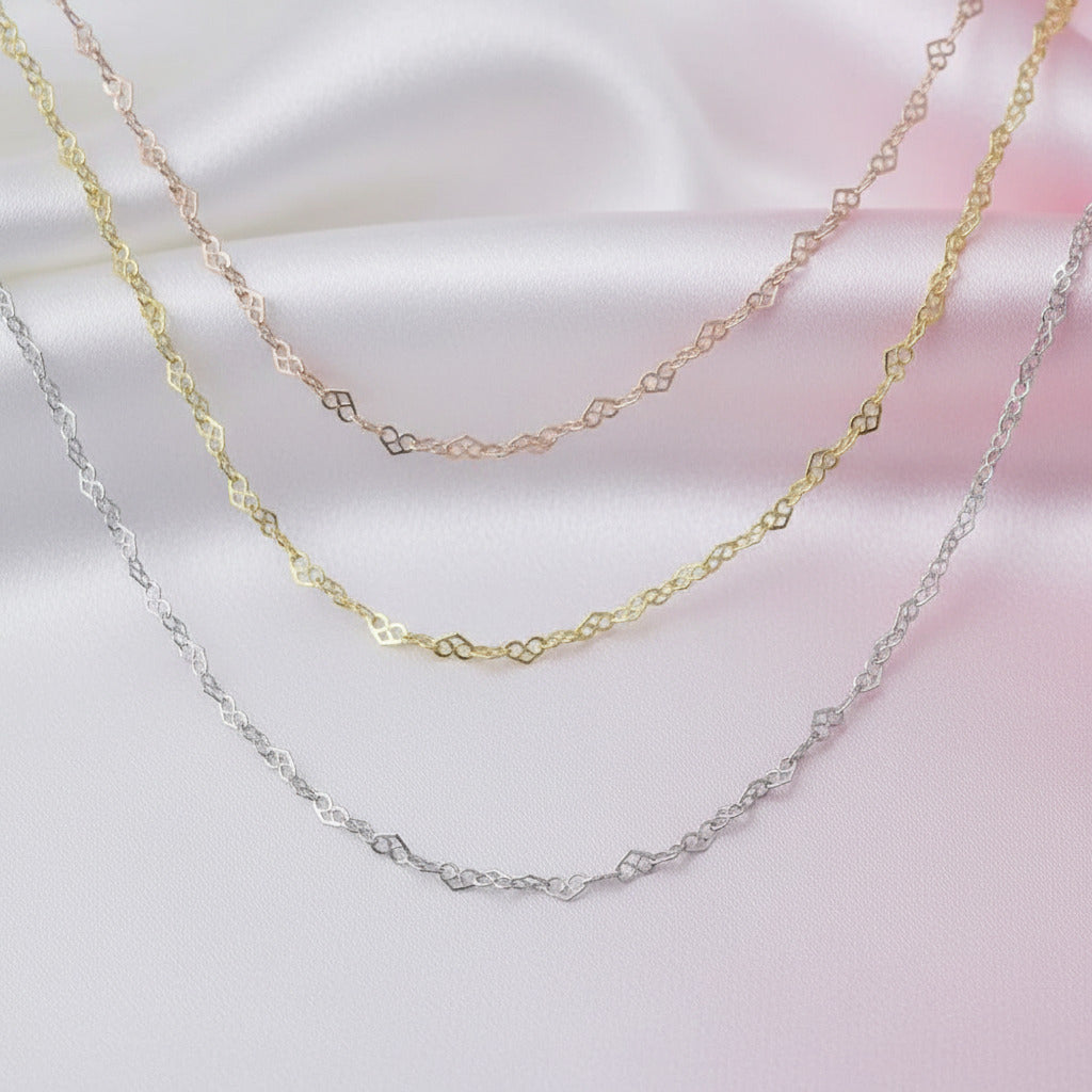 Romantic Love Heart Design Chain Necklace-Black Diamonds New York