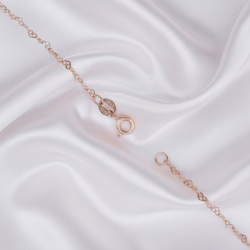 Romantic Love Heart Design Chain Necklace-Black Diamonds New York