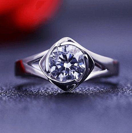 Romantic Rose 2ct Round Cut Moissanite Diamond Engagement Ring - Black Diamonds New York