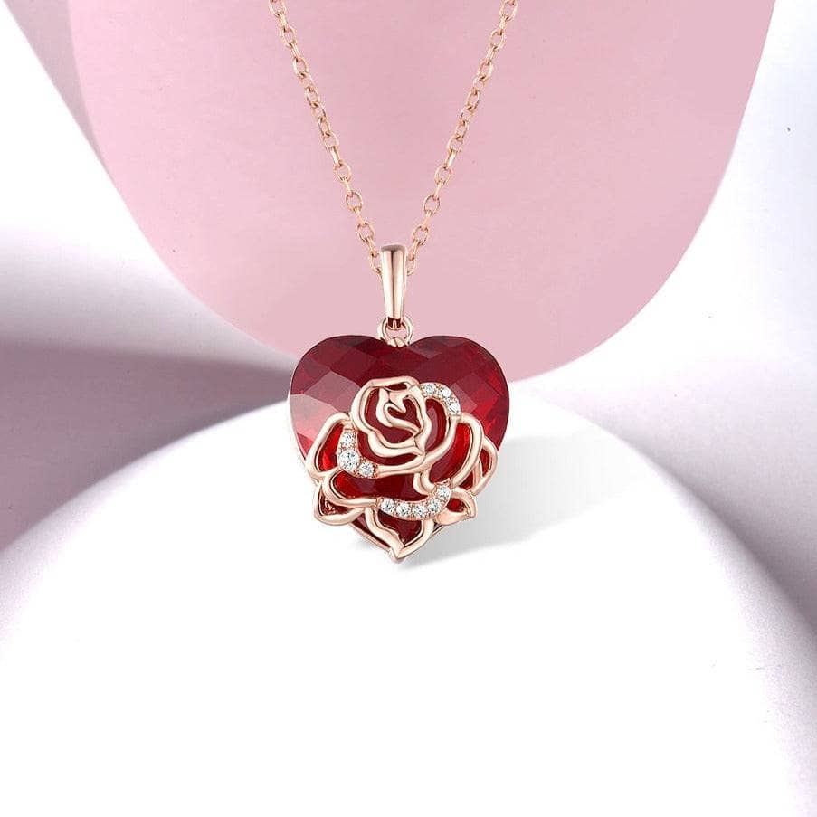 Romantic Rose Heart Pendant-Black Diamonds New York