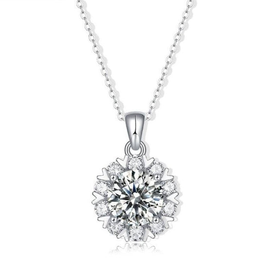 Romantic Snowflake 5ct Moissanite Necklace-Black Diamonds New York