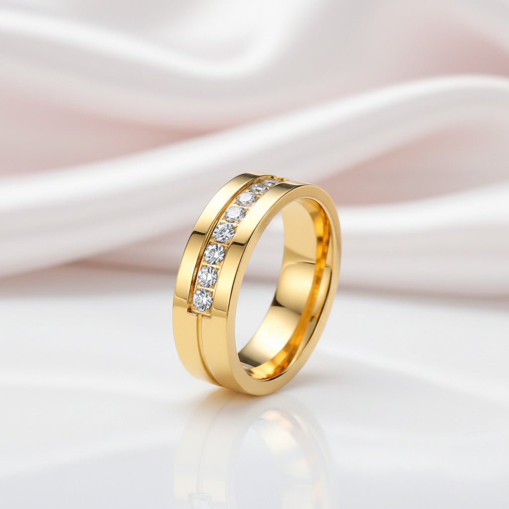 Romantic Round Diamond Option Couple Wedding Band-Black Diamonds New York