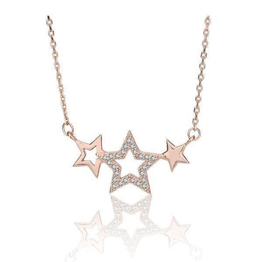 Romantic Three Stars Nestled CVD Diamond Necklace