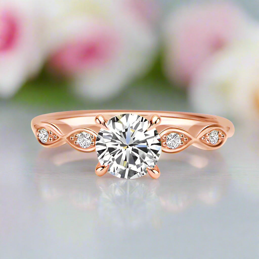 Rose Gold 1.0 ct Round Cut Diamond Promise Ring-Black Diamonds New York