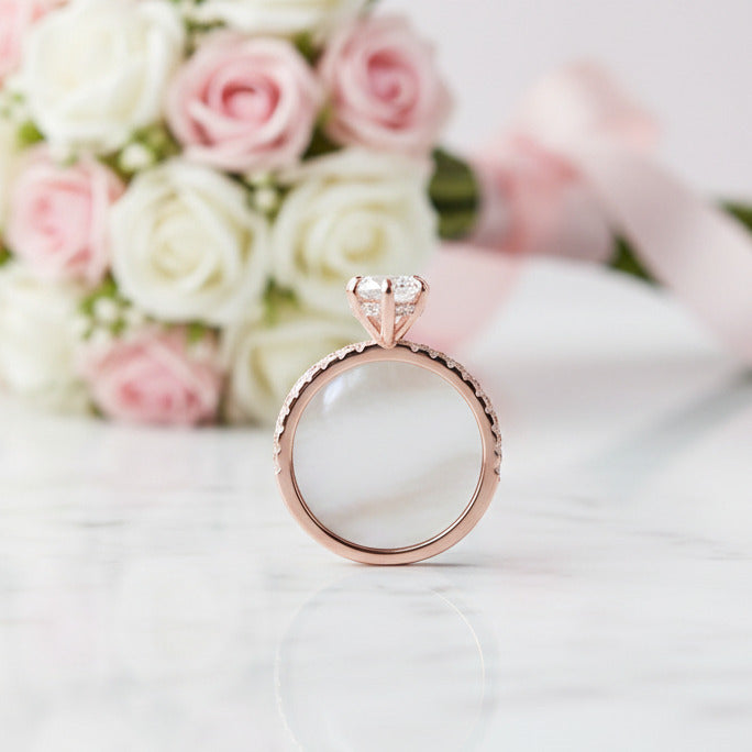 Rose Gold 1.5ct Marquise Cut Engagement Ring-Black Diamonds New York