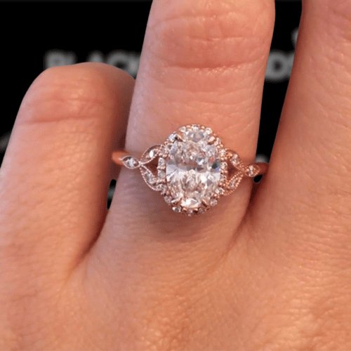 Rose Gold 2.0 Carat Oval Cut Engagement Ring - Black Diamonds New York