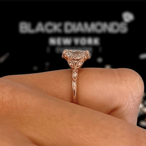 Rose Gold 2.0 Carat Oval Cut Engagement Ring-Black Diamonds New York