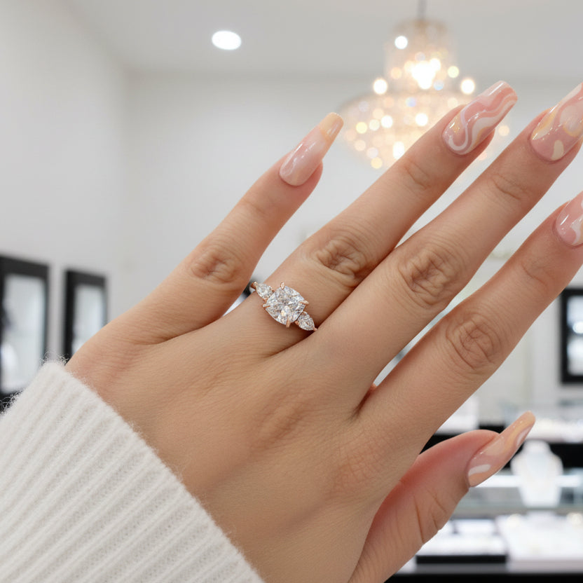 Stone Engagement Ct Cushion Cut Engagement Rings Rose Gold Cushion