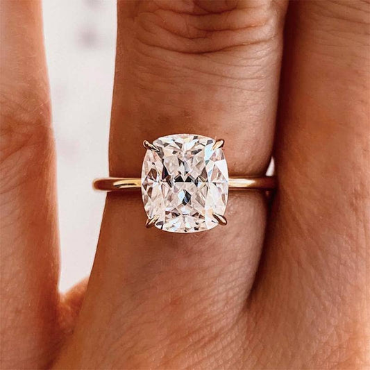 Rose Gold 3.0 Carat Cushion Cut Engagement Ring-Black Diamonds New York
