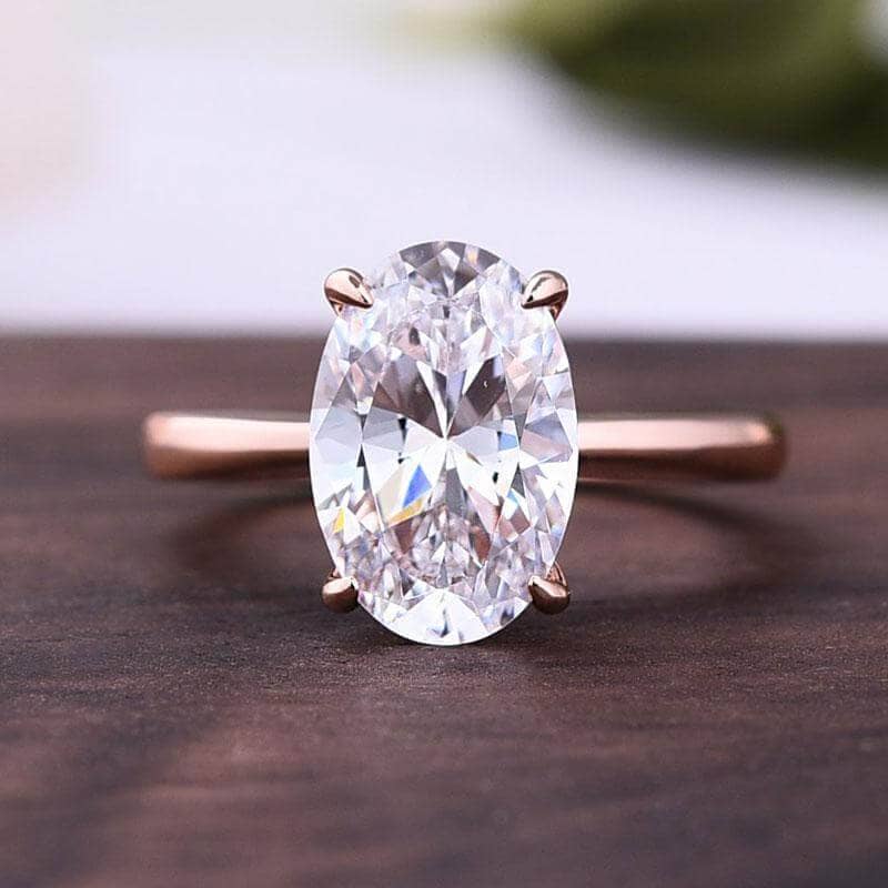 Rose Gold 3.50ct Oval Cut Solitaire Engagement Ring-Black Diamonds New York