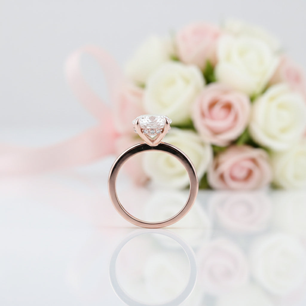 Rose Gold 3.50ct Oval Cut Solitaire Engagement Ring-Black Diamonds New York