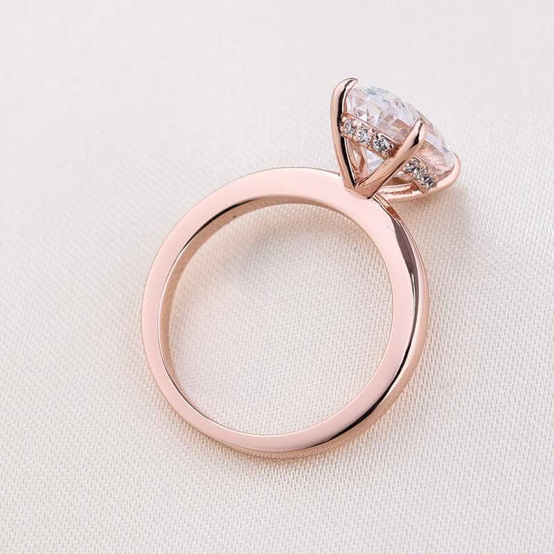 Rose Gold 3.50ct Oval Cut Solitaire Engagement Ring-Black Diamonds New York
