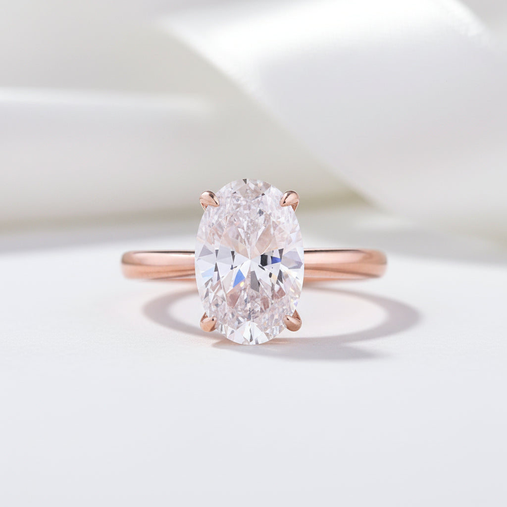 Rose Gold 3.50ct Oval Cut Solitaire Engagement Ring-Black Diamonds New York