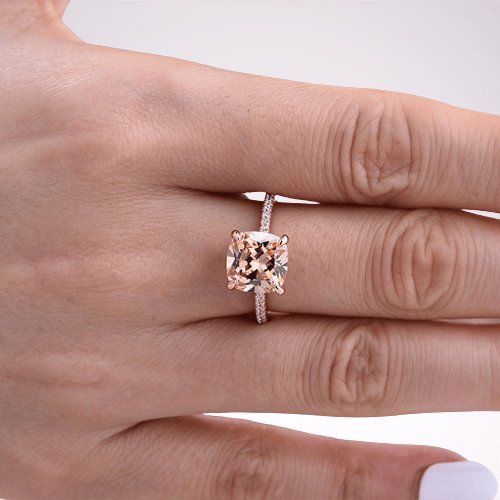 Rose Gold 3.5ct Champagne Stone Cushion Cut Engagement Ring - Black Diamonds New York