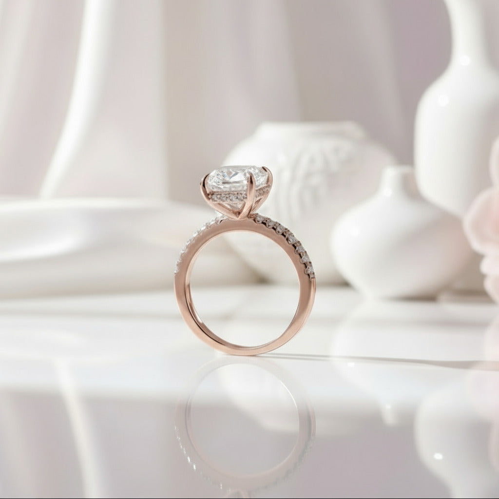 VIP Upgrade- Rose Gold 3.5ct Radiant Cut Wedding Ring Set (Aftersale Service)-Black Diamonds New York