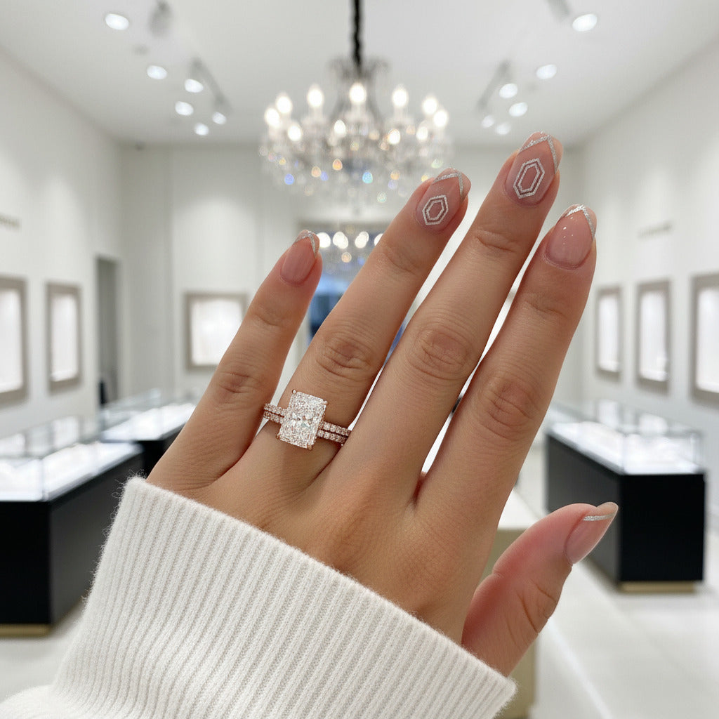 VIP Upgrade- Rose Gold 3.5ct Radiant Cut Wedding Ring Set (Aftersale Service)-Black Diamonds New York